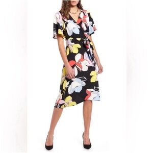 Halogen Black and Red Flutter Sleeve Midi Sundress